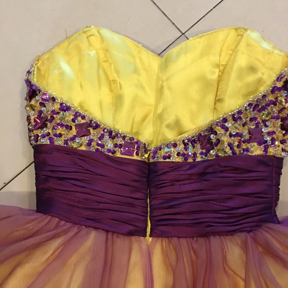 Partytime  purple and yellow dress size 4 - Picture 5 of 8